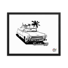 Load image into Gallery viewer, classic cadillac 59 mono print - framed wall art