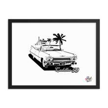 Load image into Gallery viewer, classic cadillac 59 mono print - framed wall art