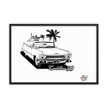 Load image into Gallery viewer, classic cadillac 59 mono print - framed wall art
