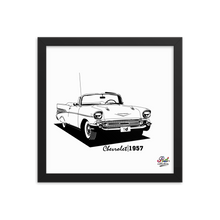 Load image into Gallery viewer, chevrolet 1957 mono print - framed wall art
