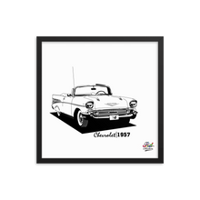 Load image into Gallery viewer, chevrolet 1957 mono print - framed wall art
