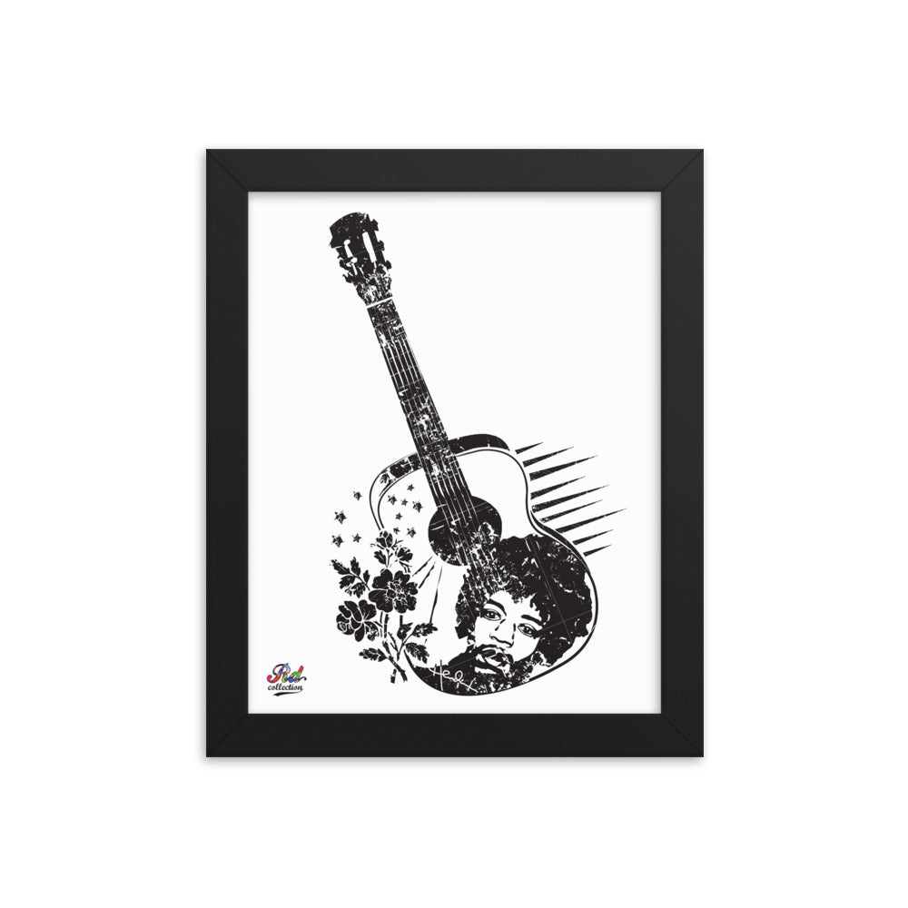 jimmy hendrix mono print - framed wall art