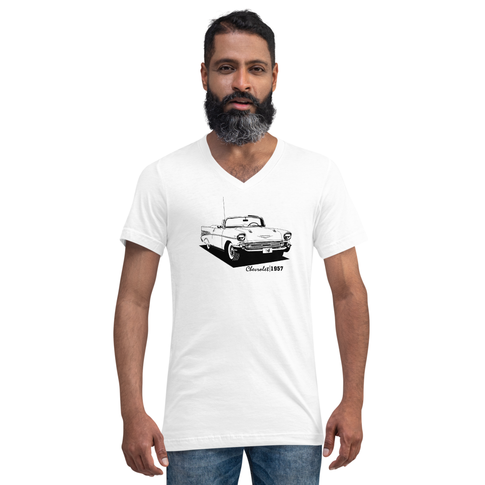 chevrolet 1957 bel air convertible - Unisex Short Sleeve V-Neck T-Shirt